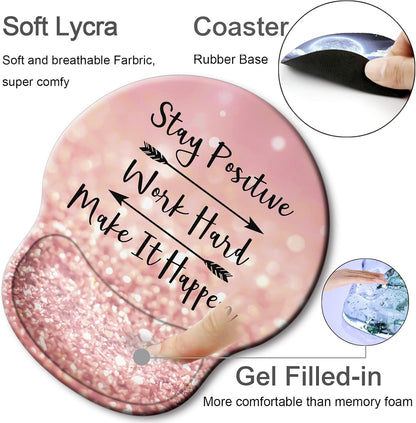 Ergonomic Mouse Pad with Wrist Support Rest,Large Mousepad Gel Wrist Rest, with Coaster Non-Slip & Pain Relief for Computer, Desk, Home&Office-Beach - Colors B