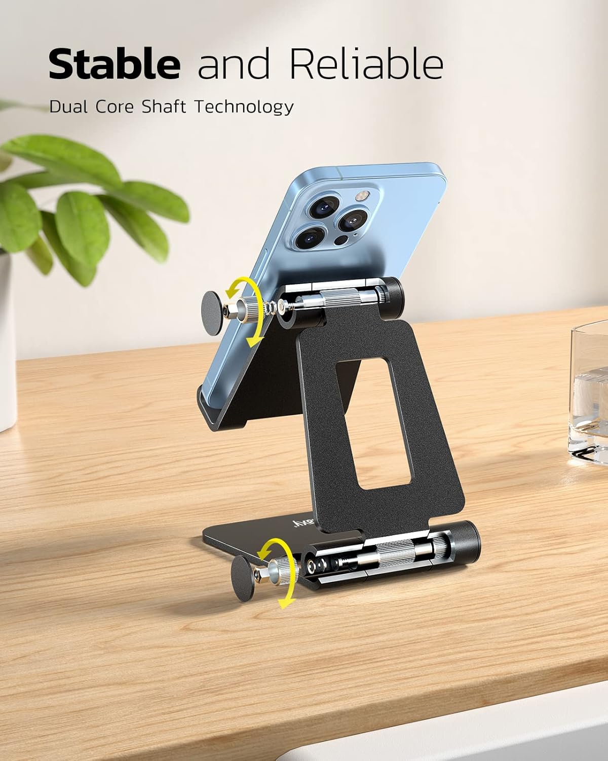 Nulaxy Dual Folding Cell Phone Stand, Fully Adjustable Foldable Desktop Phone Holder Cradle Dock Compatible with iPhone 17 16 15 14 13 12 11 Pro Max Xs Xr X 8, Nintendo Switch, All Phones - Purple