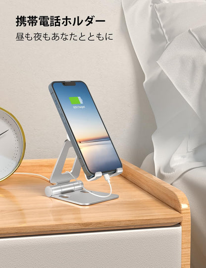 Nulaxy Dual Folding Cell Phone Stand, Fully Adjustable Foldable Desktop Phone Holder Cradle Dock Compatible with iPhone 17 16 15 14 13 12 11 Pro Max Xs Xr X 8, Nintendo Switch, All Phones - Purple