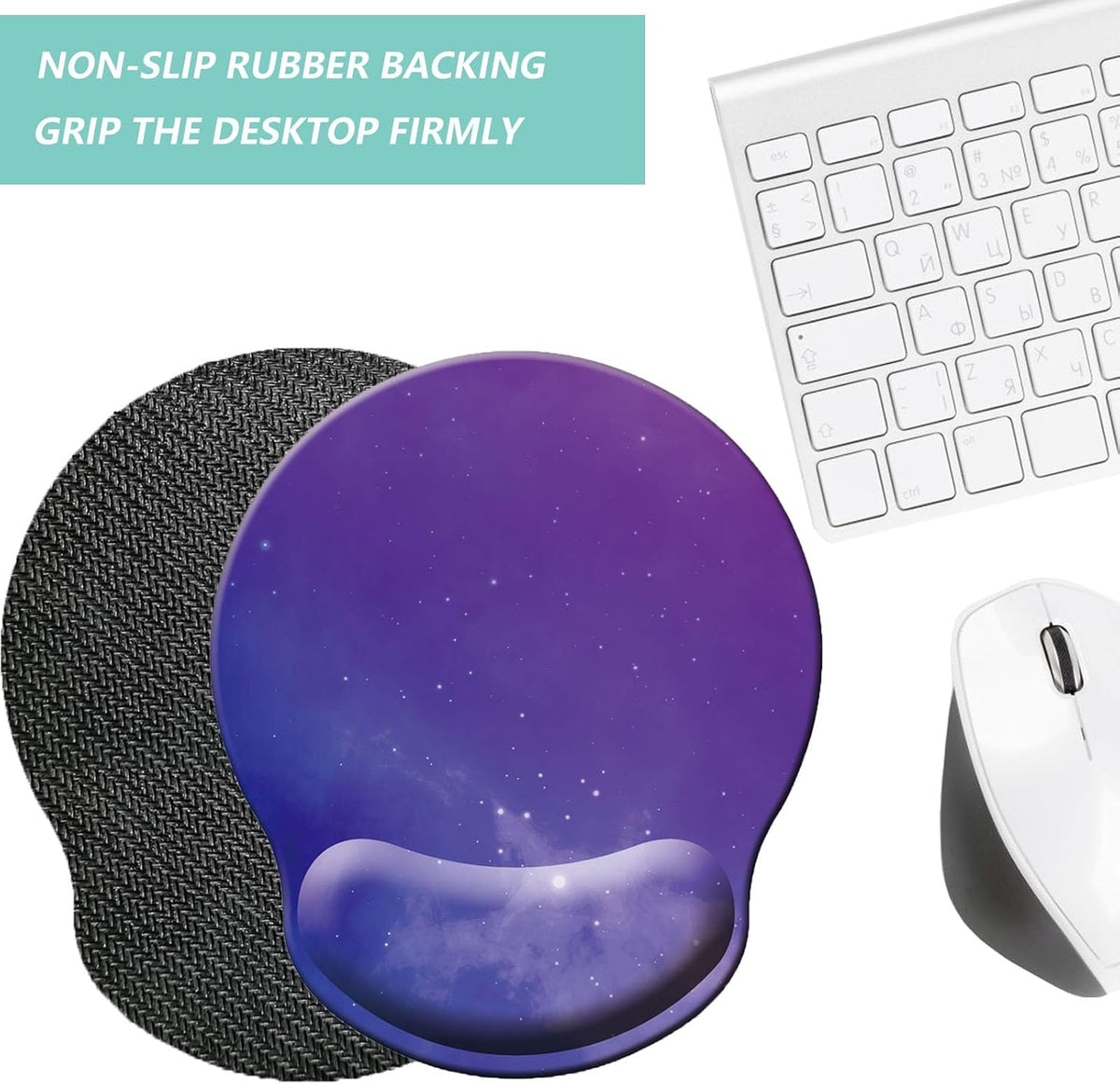 Mouse Pad with Wrist Support, Ergonomic Mouse Pad with Memory Foam Wrist Rest Cushion, Non-Slip Rubber Base Gaming Mice Pad for Home Office Computer Laptop, Flower Black