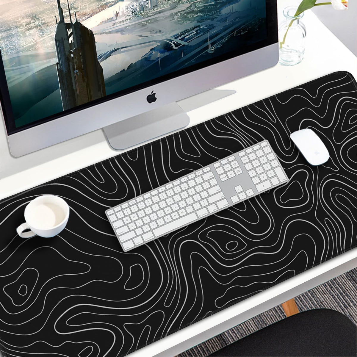 Large Gaming Mouse Pad, 31.5x15.7 inch Large Extended Computer Keyboard Mouse Mat, Water Resist Non-Slip Mousepad Rubber Base Long XXL Desk Mouse Pad for Work & Gaming, Office & Home, Black