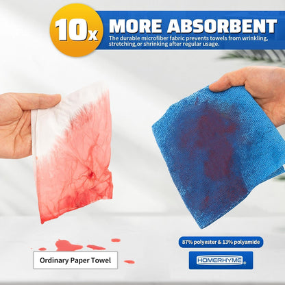 Microfiber Cleaning Cloth, Cleaning Rags Microfiber Towel Bulk Absorbent Lint-Free Wash Cloths, All-Purpose Shop Towels for Cars, Automotive, Garage, Home & Kitchen 11.5"*11.5"