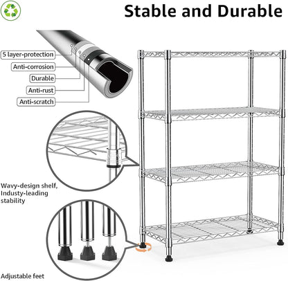 M MZG 450 lbs Steel Storage Shelving 3-Tier Utility Shelving Unit Steel Organizer Wire Rack for Home,Kitchen,Office (11.8" D x 17.7" W x 26.3" H) - Colors A