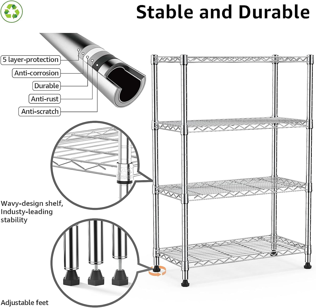 M MZG 450 lbs Steel Storage Shelving 3-Tier Utility Shelving Unit Steel Organizer Wire Rack for Home,Kitchen,Office (11.8" D x 17.7" W x 26.3" H) - Colors B