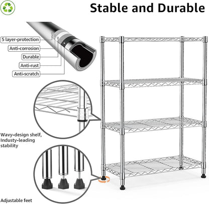 M MZG 450 lbs Steel Storage Shelving 3-Tier Utility Shelving Unit Steel Organizer Wire Rack for Home,Kitchen,Office (11.8" D x 17.7" W x 26.3" H) - Colors B