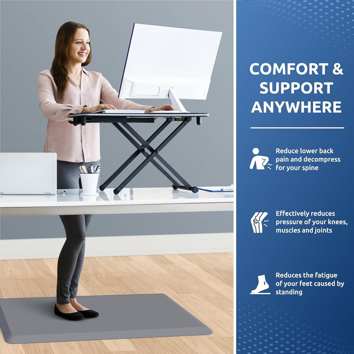 KitchenClouds Kitchen Mat Cushioned Anti Fatigue Rug 17.3"x28" Water Resistant, Non Slip, Standing and Comfort Desk/Floor Mats for House Sink Office (Black)