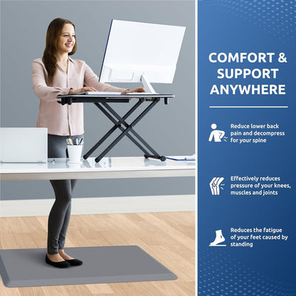 KitchenClouds Kitchen Mat Cushioned Anti Fatigue Rug 17.3"x28" Water Resistant, Non Slip, Standing and Comfort Desk/Floor Mats for House Sink Office (Black)