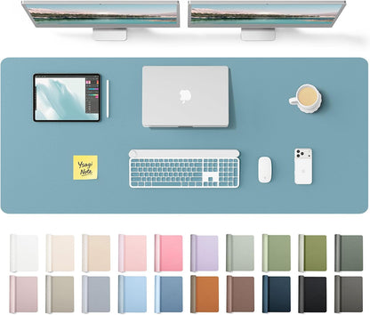 YSAGi Leather Desk Pad Protector, Office Desk Mat, Large Mouse Pad, Non-Slip PU Leather Desk Blotter, Waterproof Laptop Desk Writing Pad for Office and Home (23.6" x 13.8", Eggshell) - Colors A
