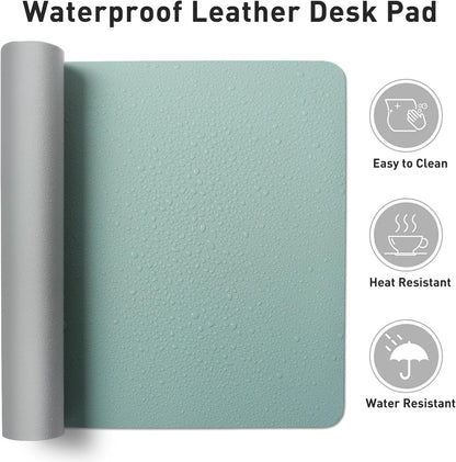 Aothia Leather Office Desk Pad Protector, Non-Slip PU Leather Desk Blotter, Waterproof Laptop Writing Mouse Pad for Office and Home, Black, 31.5" x 15.7" - Colors A