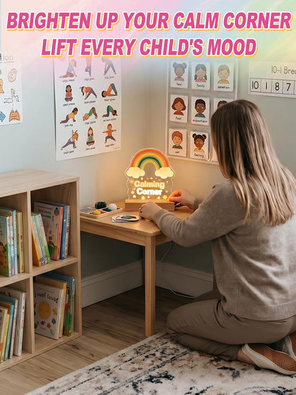 Rainbow Classroom Lamp for Calm Down Corner Supplies - Acrylic Desk Lamp Sign for Boho Classroom Decor Reading Corner Teacher Office, USB Powered