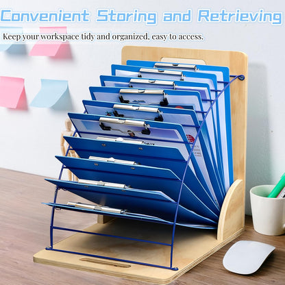 CuleedTec Clipboard Holder, Clipboard Storage Rack | Wooden Clipboards Stand with Sturdy Metal Shelf | Clipboard Organizer for Classroom, Office, and Home (Assembly Required) (2 PCS)