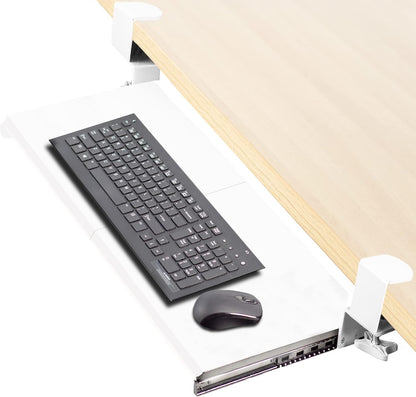 VIVO Extra Long Clamp-on Computer Keyboard and Mouse Under Desk Slider Tray, 34 x 11 inch Pull Out Platform Drawer, Black, MOUNT-KB15EB