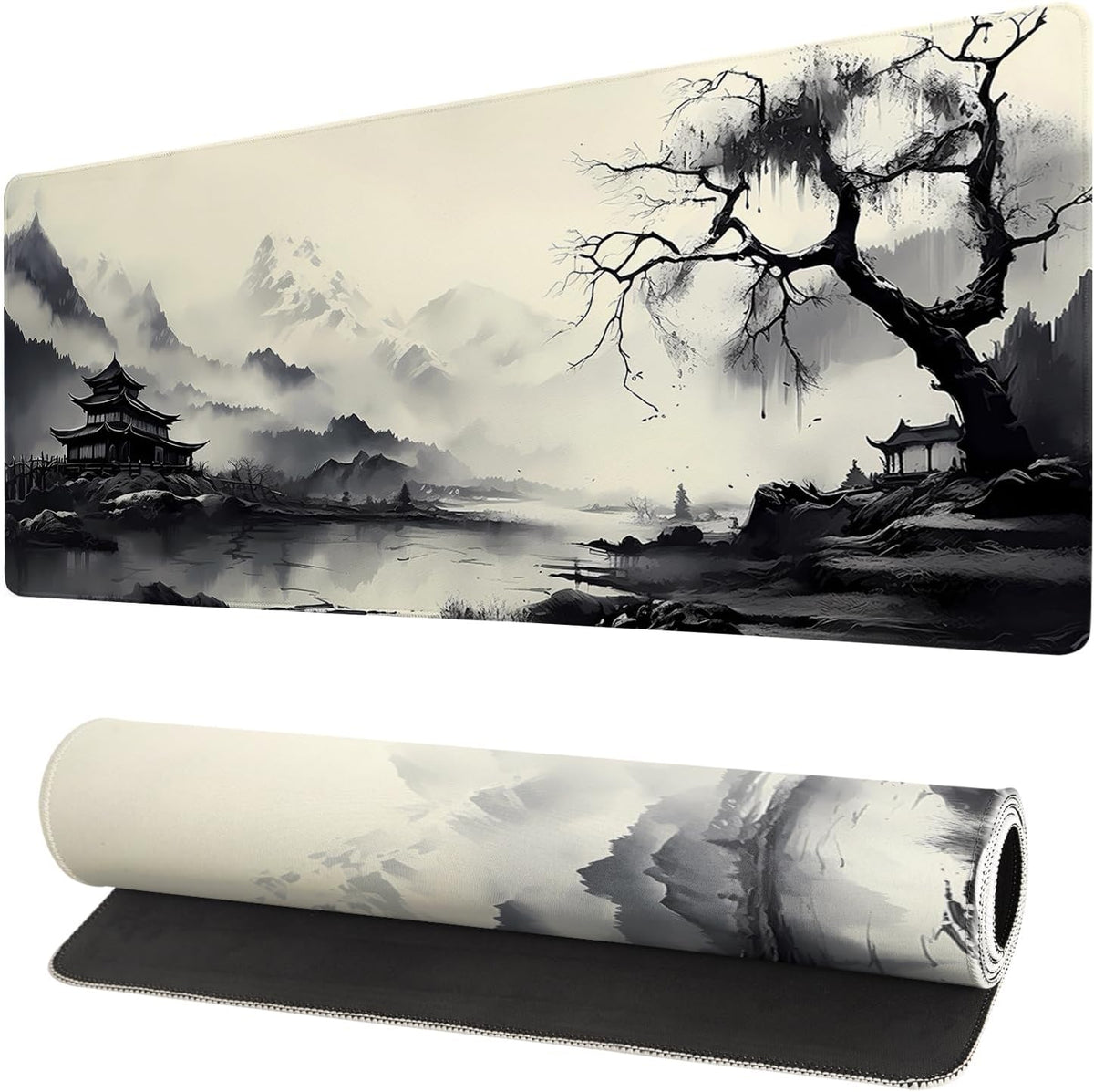 Japanese Mouse Pad, Large Japanese Desk Mat, XL Anime Gaming Keyboard Mat, Non-Slip Rubber Base, Big Extended Desk Protector for Home Office, 31.5”x11.8”