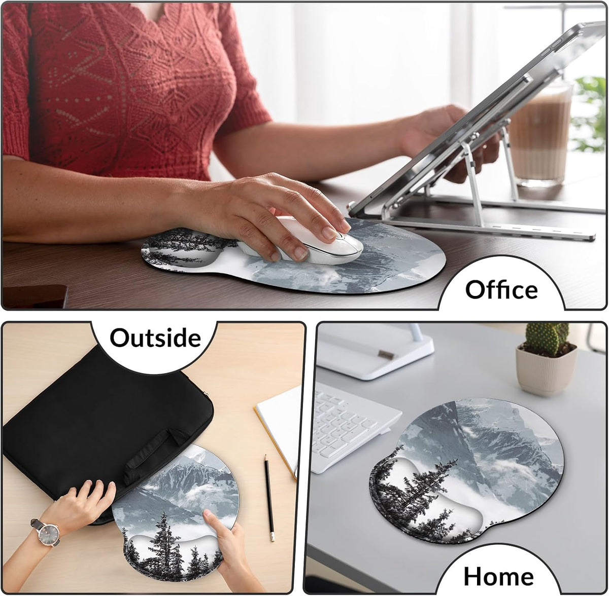 KONVINIT Ergonomic Mouse Pad with Wrist Rest, Small Mousepad with Non-Slip Rubber Base and Smooth Surface, Beach Mouse Pads for Desk, Office Desk Accessories