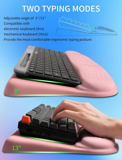 Ergonomic Wave Wrist Rest with Keyboard Stand, Cushioned Palm Rest, Comfortable Integrated Memory Foam for Natural Typing and Relieve Wrist Pain, Dark Night Black