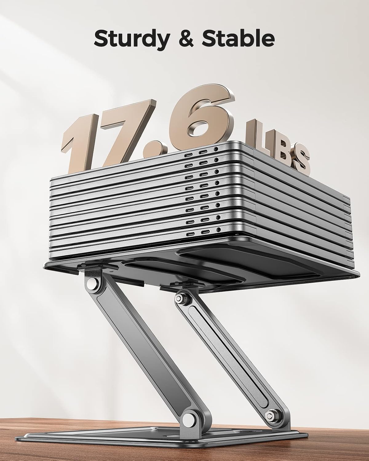 LORYERGO Adjustable Laptop Stand, Portable for 17.3inch Laptops, Holds Up to 17.6lbs, Ergonomic Posture & Heat Dissipation