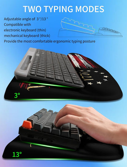 Ergonomic Wave Wrist Rest with Keyboard Stand, Cushioned Palm Rest, Comfortable Integrated Memory Foam for Natural Typing and Relieve Wrist Pain, Dark Night Black