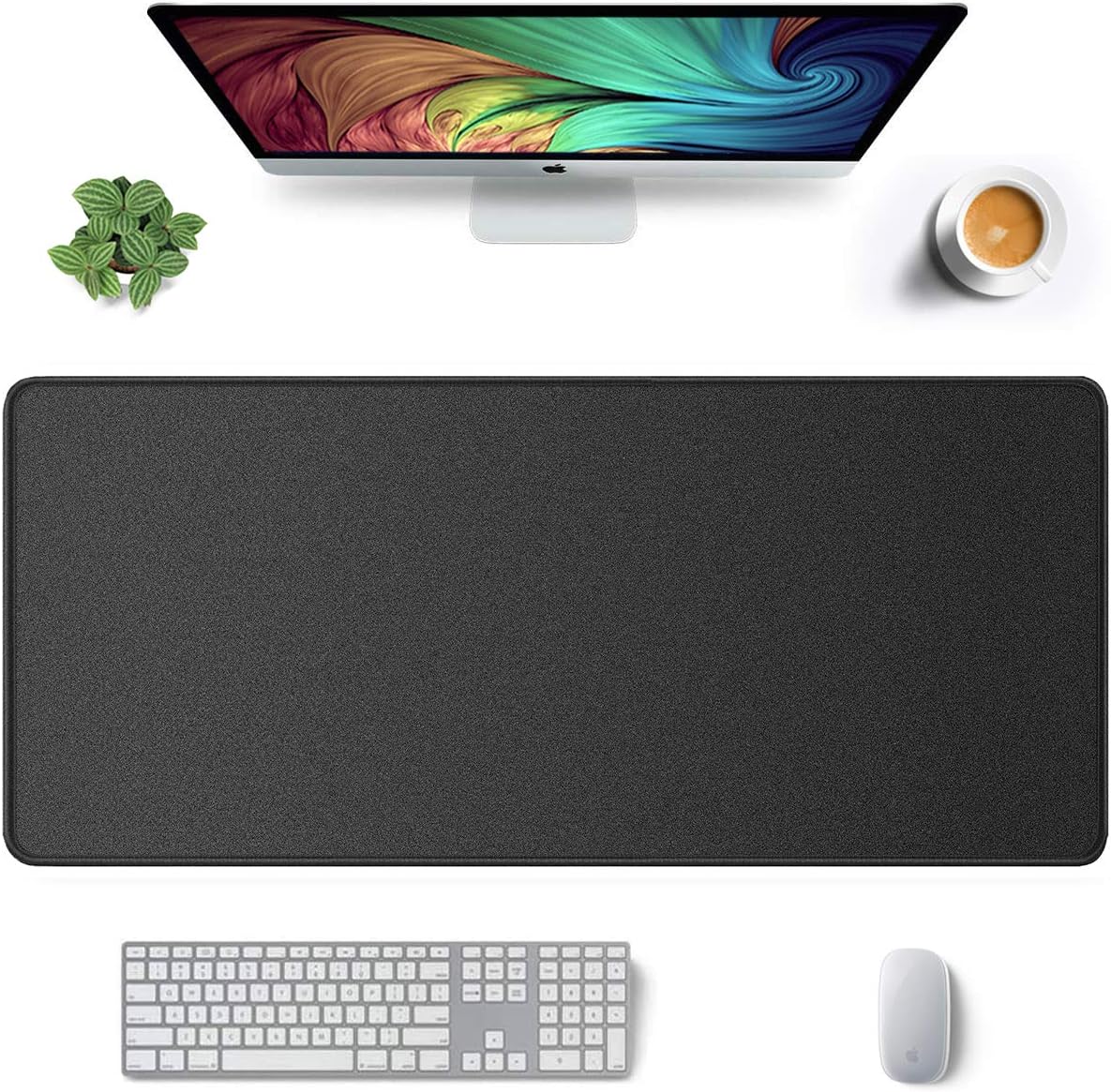Auhoahsil Desk Mat, Ultra Large Mouse Pad, XXL Gaming Mousepad, Green Tropical Leaves Deskpad, Big Extended Full Size Mouse Pad, Desktop Desk Matt for Keyboard, Laptop & Computer, 35.5 x 15.7 in - Colors A