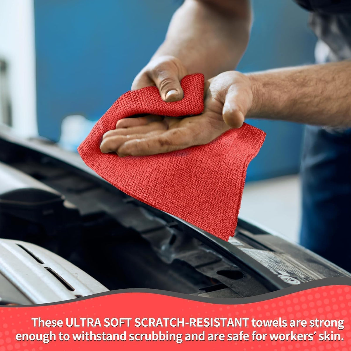 Microfiber Cleaning Cloth, Cleaning Rags Microfiber Towel Bulk Absorbent Lint-Free Wash Cloths, All-Purpose Shop Towels for Cars, Automotive, Garage, Home & Kitchen 11.5"*11.5"