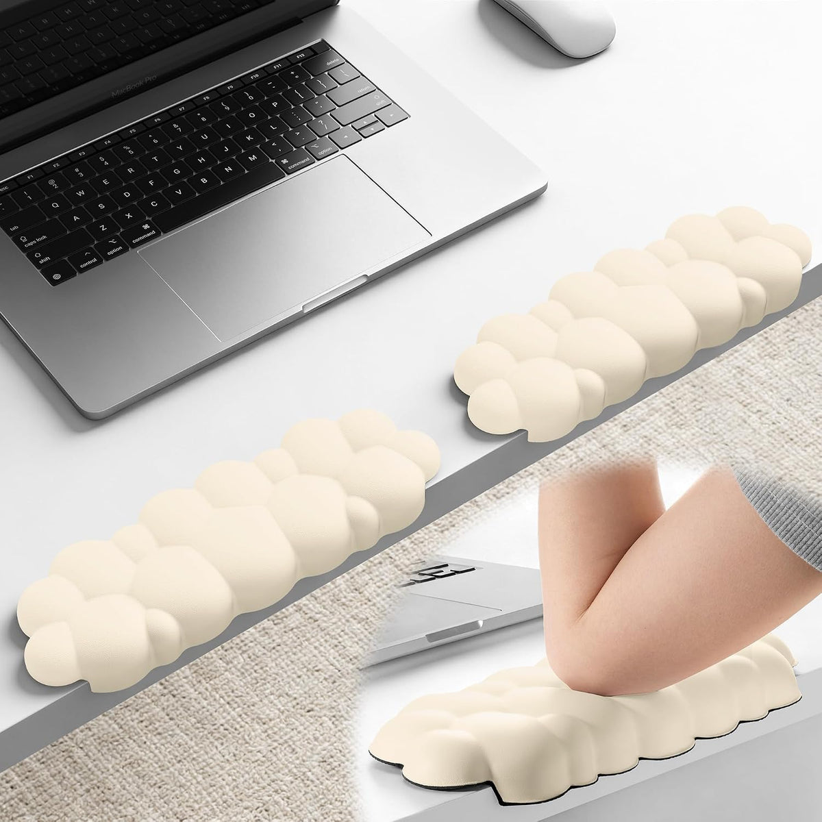 Laborio Elbow Pad for Desk, 2-Pack L-Shaped Desk Edge Arm Rest Cloud Wrist Rest, Non-Slip Memory Foam Wrist Pads, Black Wrist Support for Keyboard, Mouse, Laptop