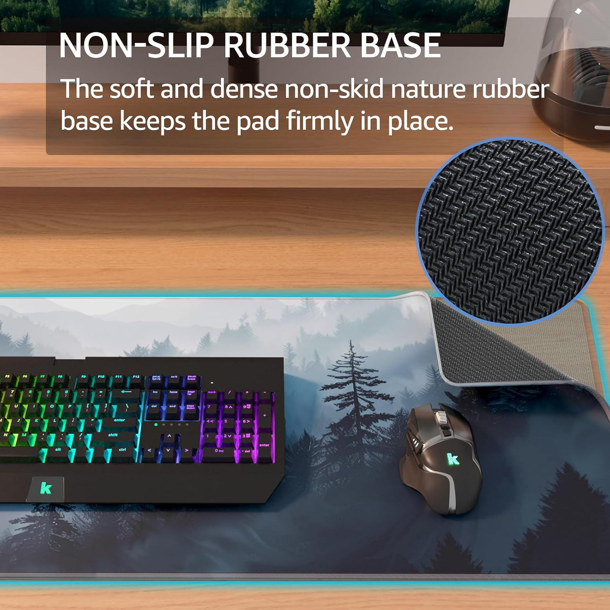 KTRIO Large Gaming Mouse Pad Desk Mat for Gamer, 31.5" x 11.8", Black, XL | Extended Size Design, Superior Micro-Weave Cloth, Non-Slip Rubber Base, Durable Stitched Edges, Water-Resistant Coating