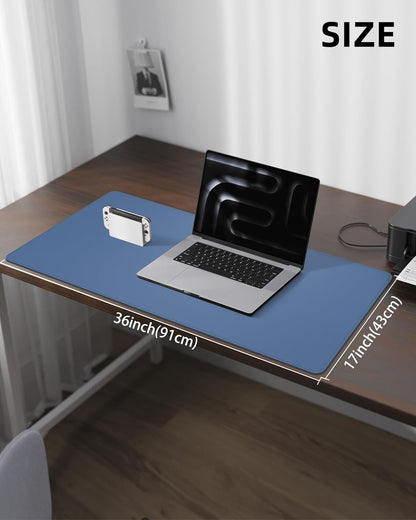 AFIING Large Desk Mat 55" x 24" - PU Leather Desk Pad Protector, Waterproof Non-Slip Extended Mouse Pad for Office Desk, Keyboard, Laptop and Home Workspace (Black)