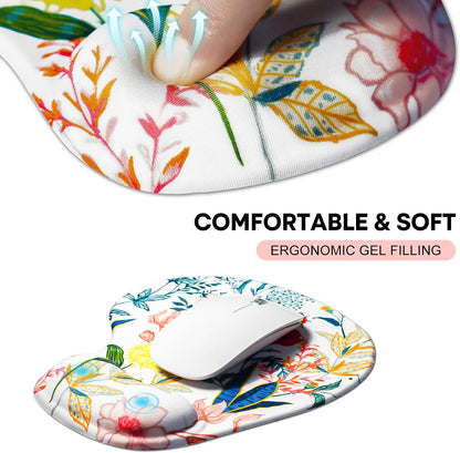 JIKIOU Mouse Pad, 2 Pack Ergonomic Mouse Pads with Comfortable Gel Wrist Rest Support and Smooth Cloth, Non-Slip PU Base for Easy Typing Pain Relief Durable and Easy to Clean Small Black