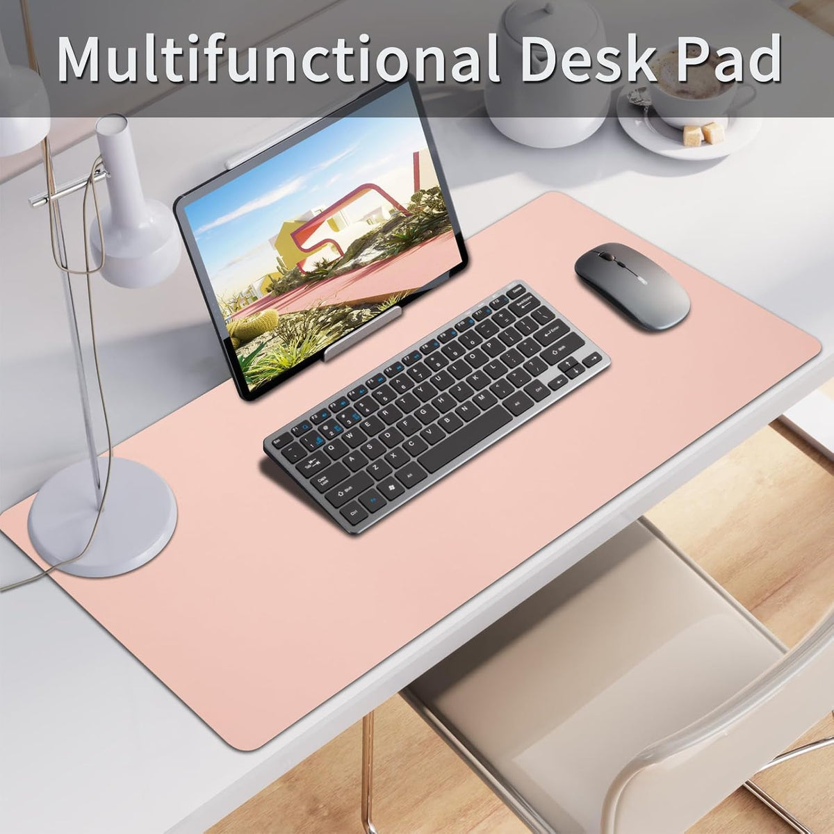 Bloss Leather Desk Pad and Keyboard Wrist Rest, Large Mouse Pad + Keyboard Pad+Mouse Wrist Support, Non-Slip Desk Mat Protector for Office, Home(31.5×15.7 Inches,Beige) - Colors B