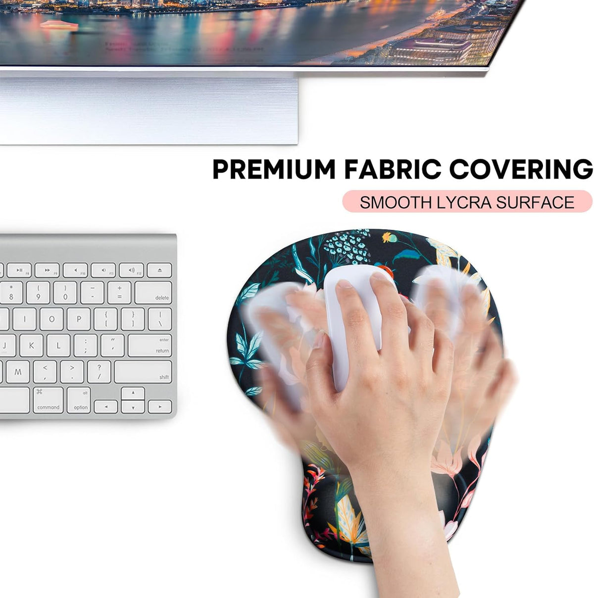 JIKIOU Mouse Pad, 2 Pack Ergonomic Mouse Pads with Comfortable Gel Wrist Rest Support and Smooth Cloth, Non-Slip PU Base for Easy Typing Pain Relief Durable and Easy to Clean Small Black