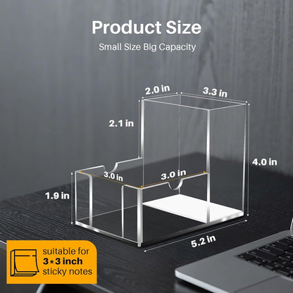 Sticky Note Holder, Crystal Clear Acrylic Pen and Sticky Note Dispenser for 3x3 Inches Note Pads, Simple Phone Stand for Office Home School Dorm Room Desk Organizer(No Pads) (1)