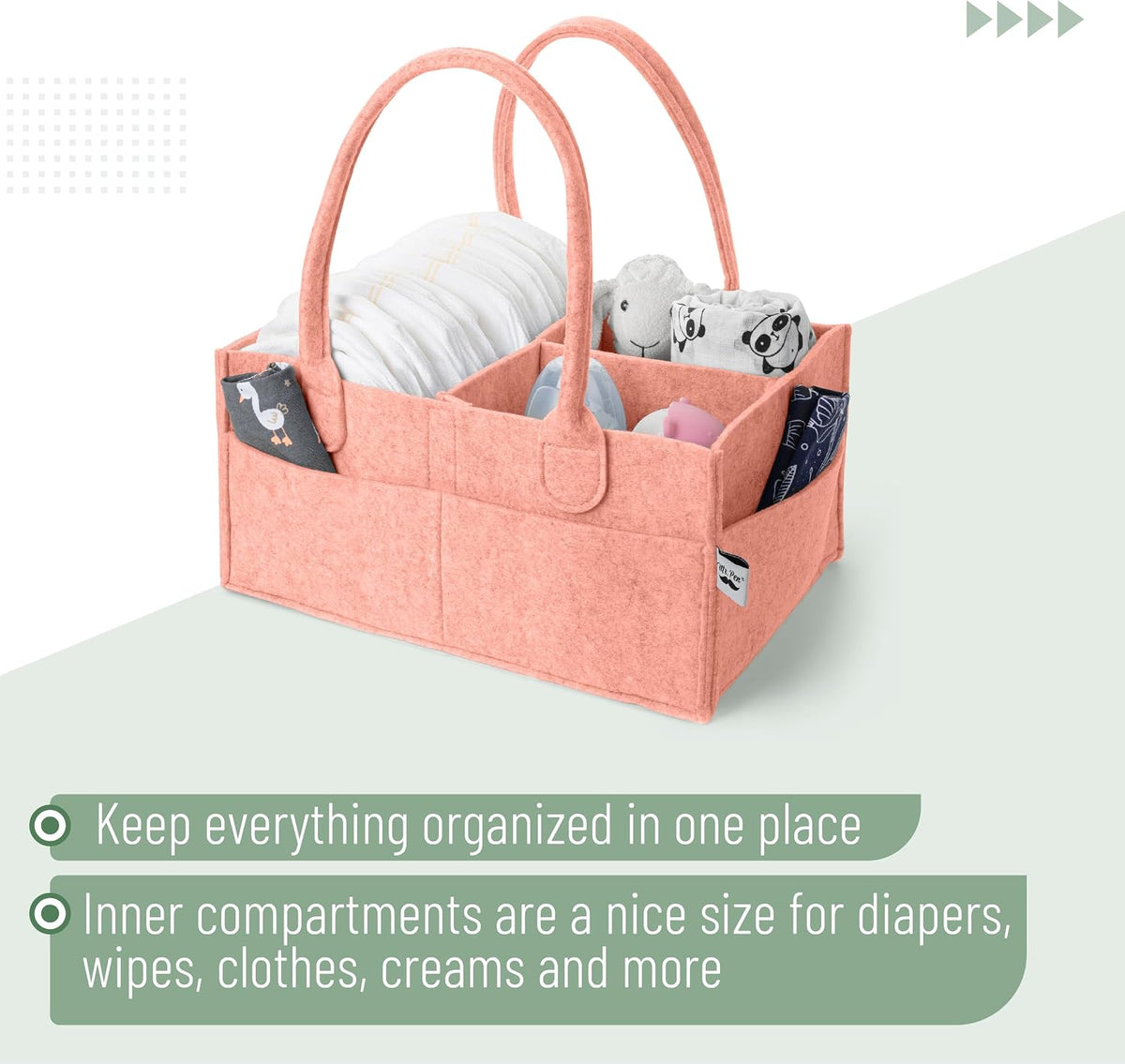 Baby Diaper Caddy Organizer, Gray, Medium
