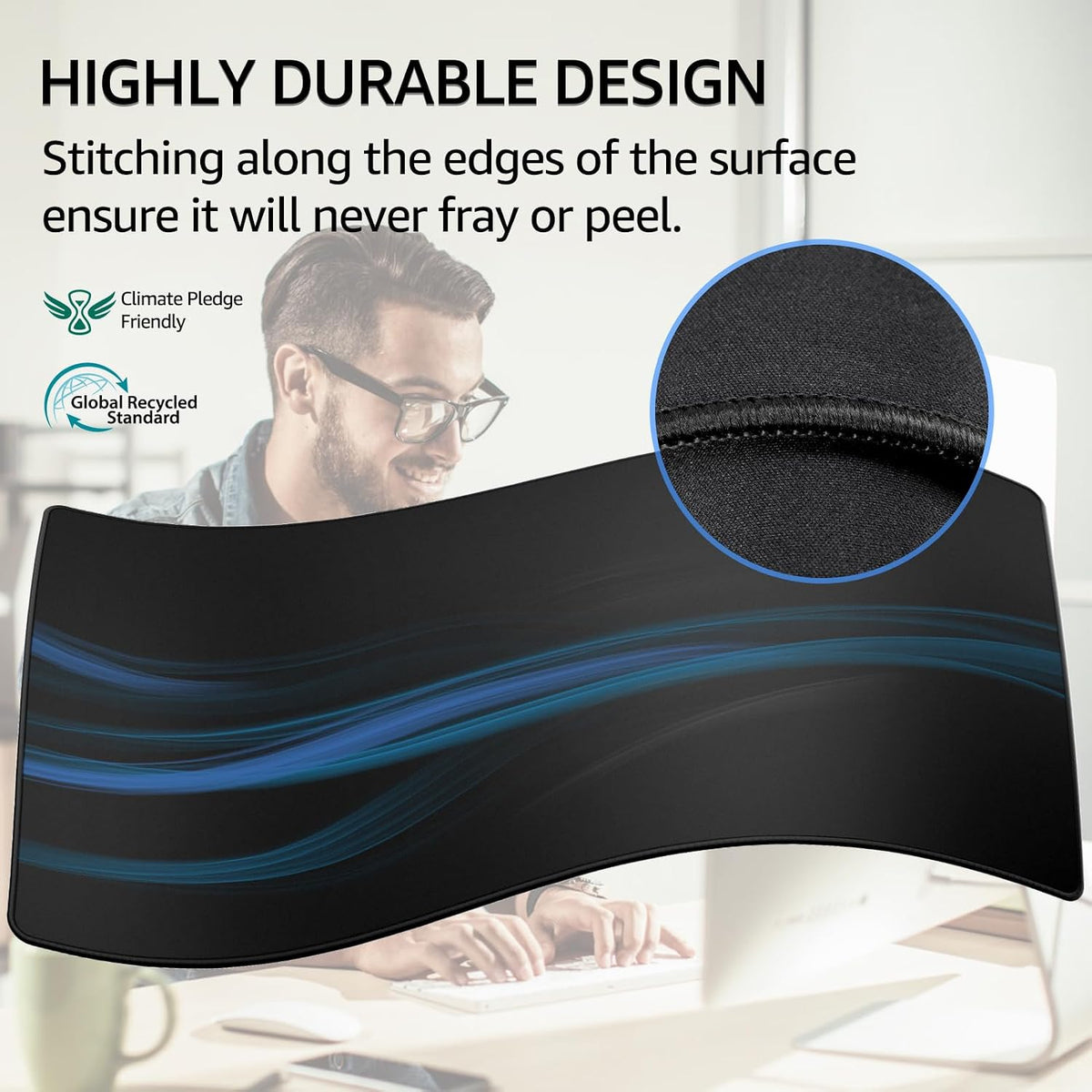 KTRIO Large Gaming Mouse Pad Desk Mat for Gamer, 31.5" x 11.8", Black, XL | Extended Size Design, Superior Micro-Weave Cloth, Non-Slip Rubber Base, Durable Stitched Edges, Water-Resistant Coating