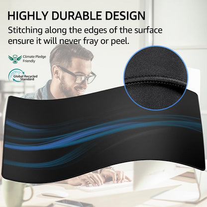 KTRIO Large Gaming Mouse Pad Desk Mat for Gamer, 31.5" x 11.8", Black, XL | Extended Size Design, Superior Micro-Weave Cloth, Non-Slip Rubber Base, Durable Stitched Edges, Water-Resistant Coating