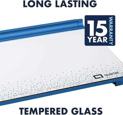 Quartet Glass Dry Erase White Board, Desktop Computer Pad for Notetaking, 18" x 6" Whiteboard, Clean Erase Surface with Storage, 1 Dry Erase Marker, White Surface (GDP186)