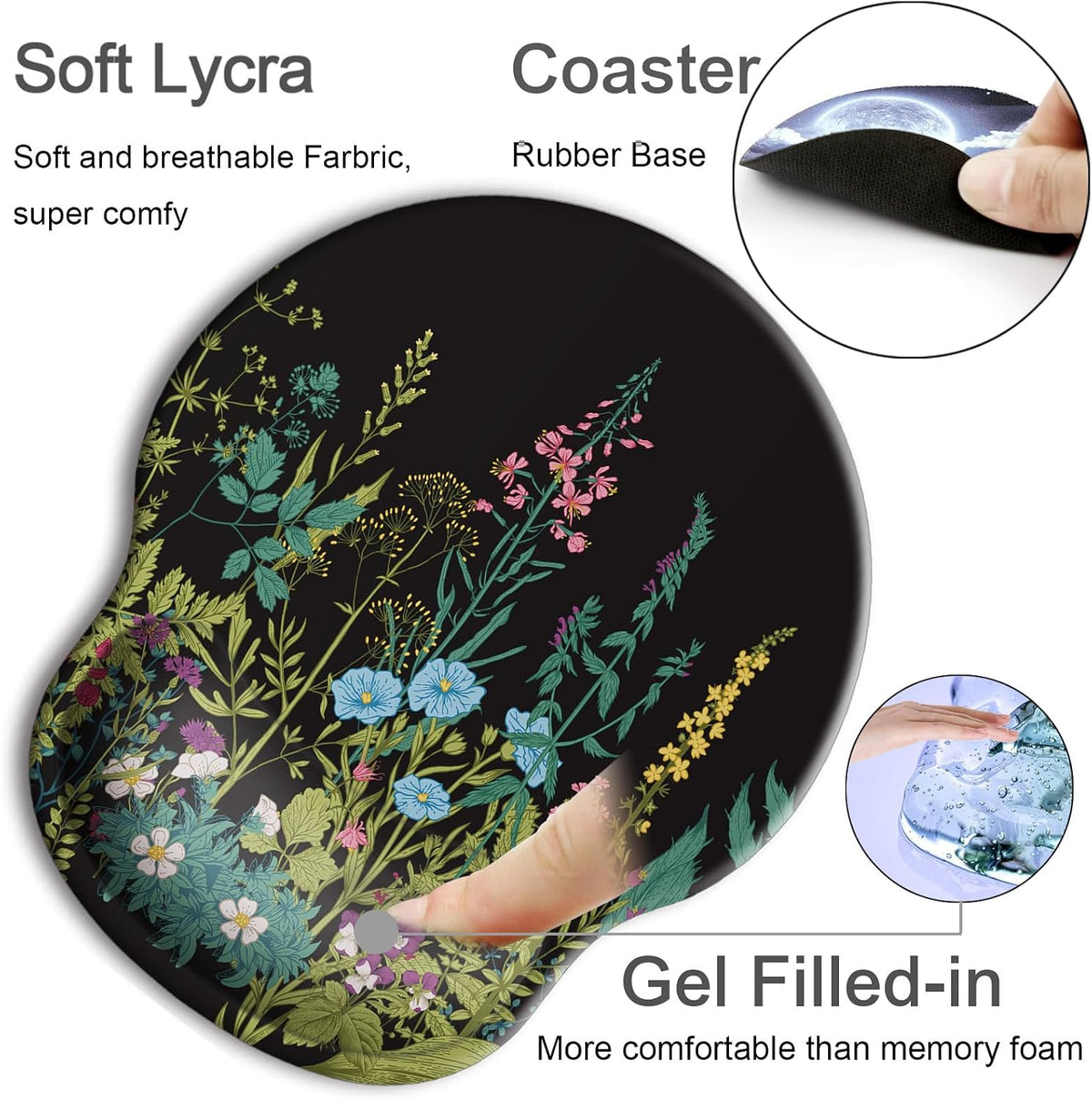 Ergonomic Mouse Pad with Wrist Support Rest,Large Mousepad Gel Wrist Rest, with Coaster Non-Slip & Pain Relief for Computer, Desk, Home&Office-Beach - Colors B