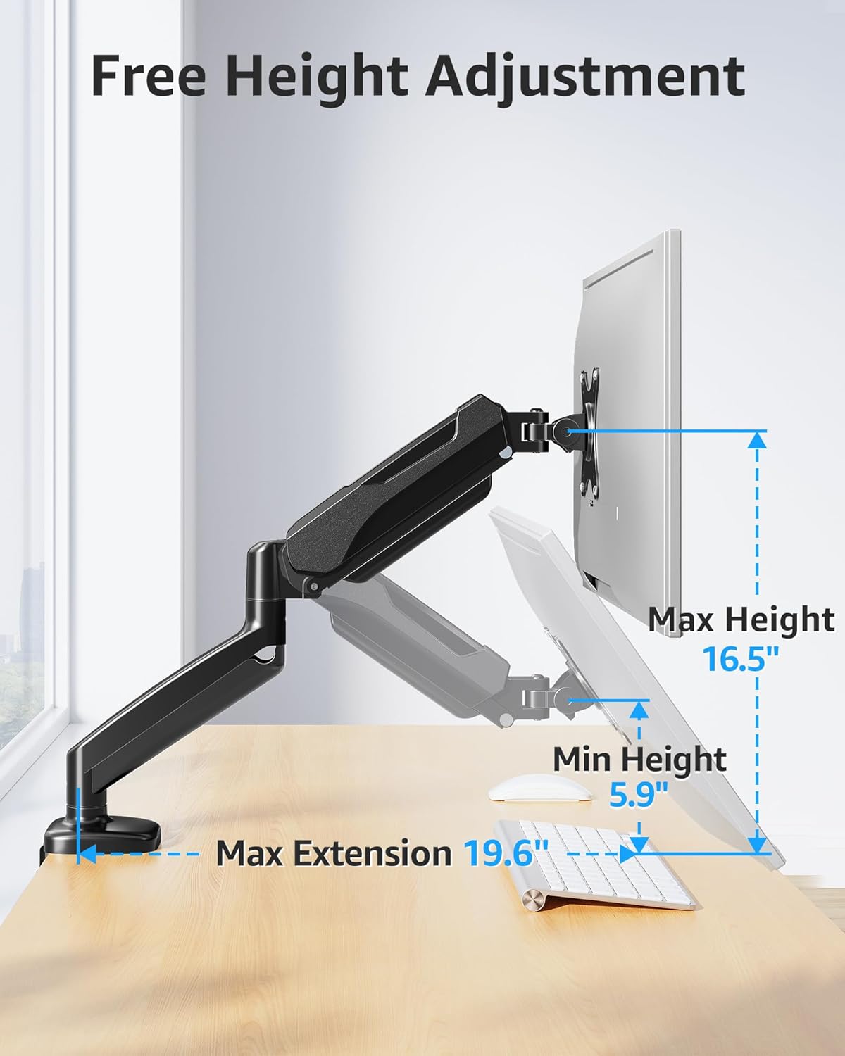 Dual Monitor Stand fits up to 32 inch, 4.4-19.8 lbs Computer Screens, Dual Monitor Desk Mount Height Adjustable, Monitor Arms for 2 Monitors, Home Office VESA Mounts, Freelift White