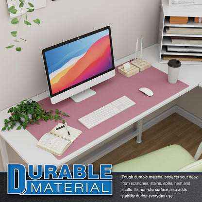 K KNODEL Large Office Leather Desk Mat, Mouse and Keyboard Pad, Computer and Laptop Mat, Desktop Protector and Cover, Writing Pad and Blotter (31.5"x15.7", Black)