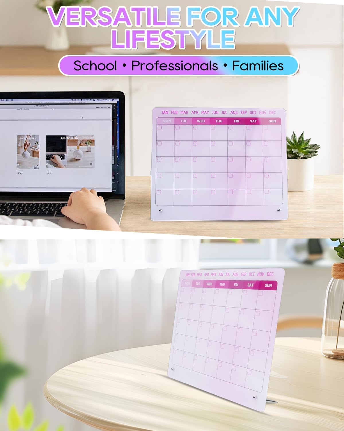 UCEC 12" x 10" Dry Erase Calendar Weekly for Desk Home Office & School | Planning Reminder Board to Do List Calendar for Office with Stand and Pen Clip