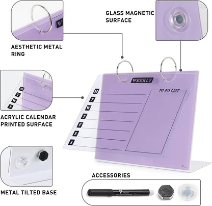 Small Glass Desktop Whiteboard Dry-Erase, Mini Pure Glass Whiteboard Stand