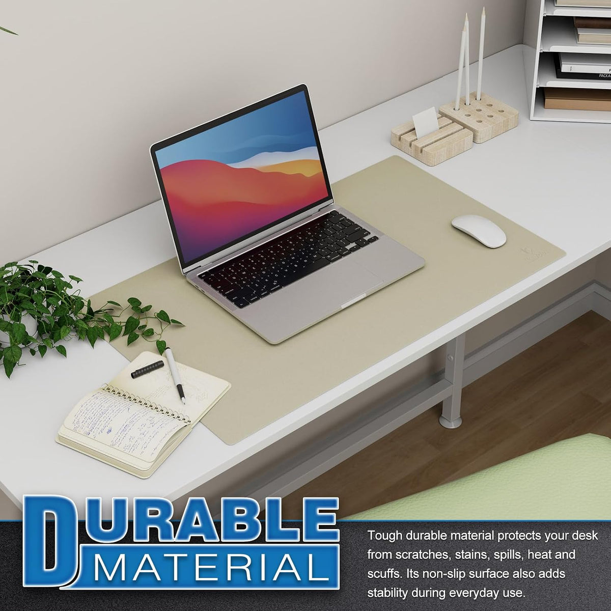 K KNODEL Large Office Leather Desk Mat, Mouse and Keyboard Pad, Computer and Laptop Mat, Desktop Protector and Cover, Writing Pad and Blotter (31.5"x15.7", Black)