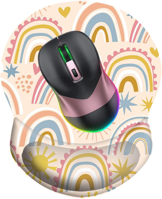 Wrist Support Mouse Pad Anti Slip Rubber Wrist Rest Mousepad 9in X 8in Small Desktop Notebook Mouse Mat for Working and Gaming (M-Pink Floral)