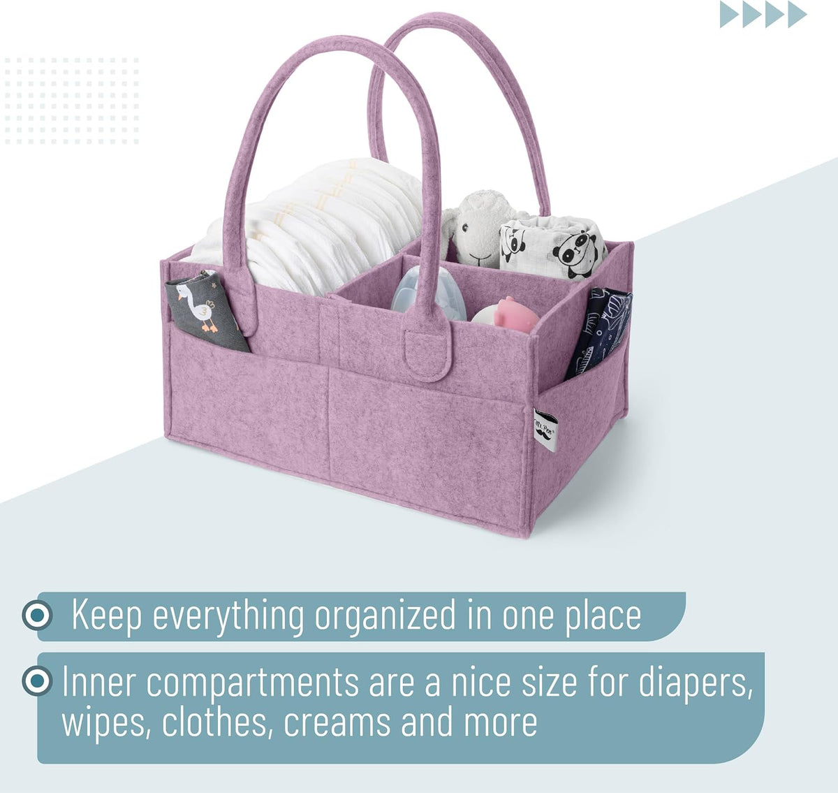 Baby Diaper Caddy Organizer, Gray, Medium