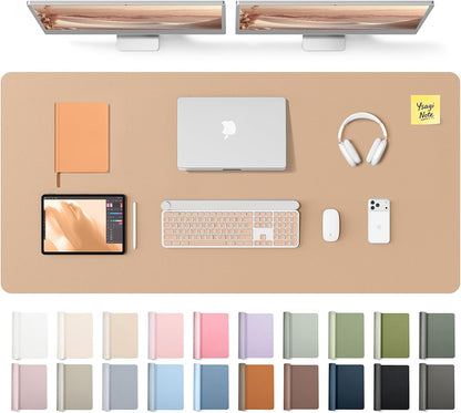 YSAGi Leather Desk Pad Protector, Large Mouse Pad, Non-Slip PU Leather Desk Blotter, Waterproof Writing Pad for Office and Home (31.5" x 15.8", Eggshell) - Colors B