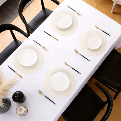 MOSAYT Vinyl Placemats Set of 6-12 X 17 Inch - Faux Leather 100% Waterproof Oil-Proof Wipeable PU Place Mats, Heat Resistant Reversible Table Mats for Kitchen, Dining, Outdoor, Reddish Brown