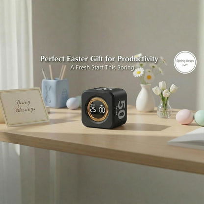 KADAMS Pomodoro Cube Timer Productivity Visual Timer - 5/10/25/50 Min Rotating Countdown (1, Green)