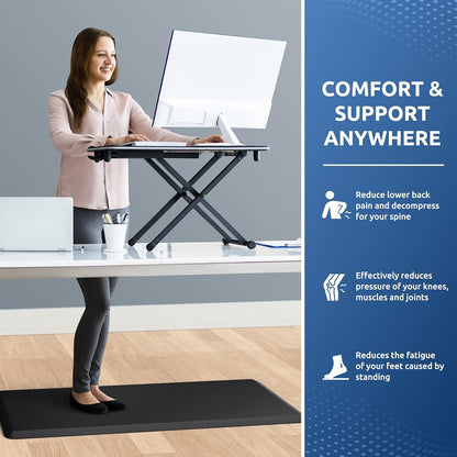 KitchenClouds Kitchen Mat Cushioned Anti Fatigue Rug 17.3"x28" Water Resistant, Non Slip, Standing and Comfort Desk/Floor Mats for House Sink Office (Black)