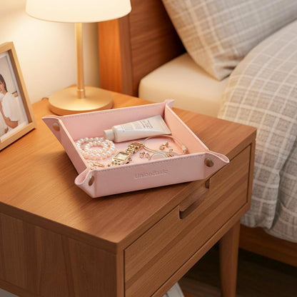 Small Valet Tray, Jewelry Tray for Rings Watches Earrings, Entryway Catchall Caddy for Coins Keys Change, Nightstand Bedside Valet Holder, Trays for Electronic Gadgets, Beige - Colors A