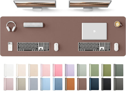YSAGi Leather Desk Pad Protector, Office Desk Mat, Large Mouse Pad, Non-Slip PU Leather Desk Blotter, Waterproof Laptop Desk Writing Pad for Office and Home (23.6" x 13.8", Eggshell) - Colors B