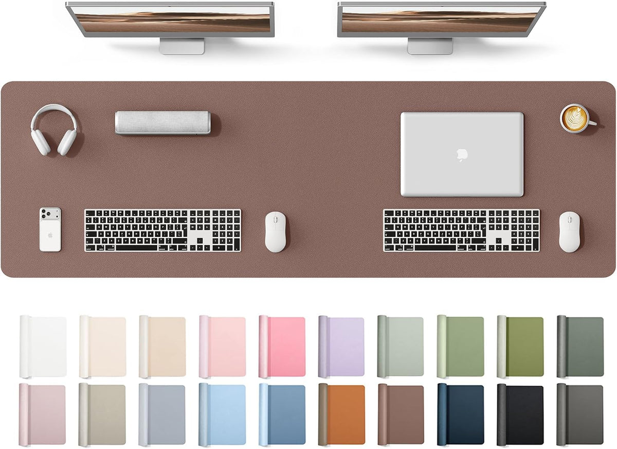 YSAGi Leather Desk Pad Protector, Large Mouse Pad, Non-Slip PU Leather Desk Blotter, Waterproof Writing Pad for Office and Home (31.5" x 15.8", Eggshell) - Colors B