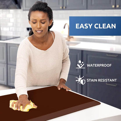 KitchenClouds Kitchen Mat Cushioned Anti Fatigue Rug 17.3"x28" Water Resistant, Non Slip, Standing and Comfort Desk/Floor Mats for House Sink Office (Black)